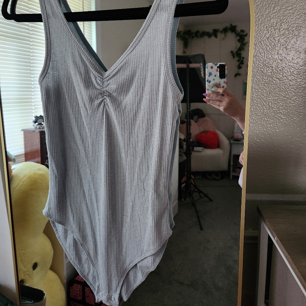American Eagle Outfitters Green Ruched Bodysuit